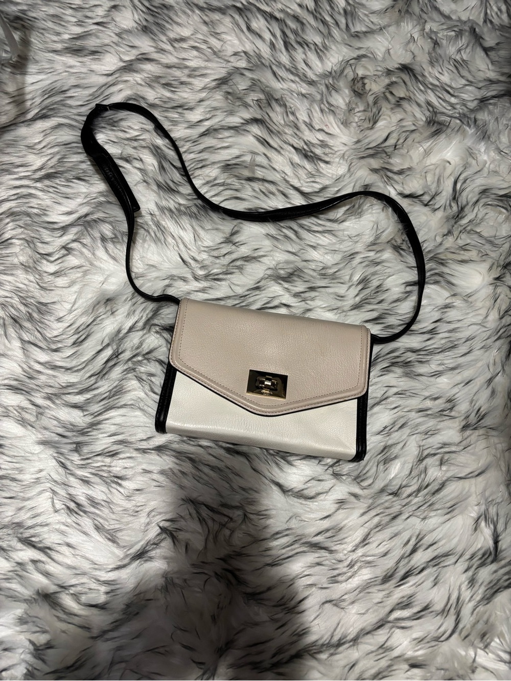kate spade Two-Tone Cream and Black Crossbody with Gold Hardware